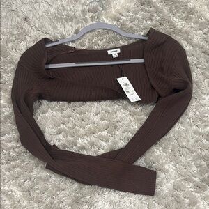 Garage Brown Ribbed Blouse